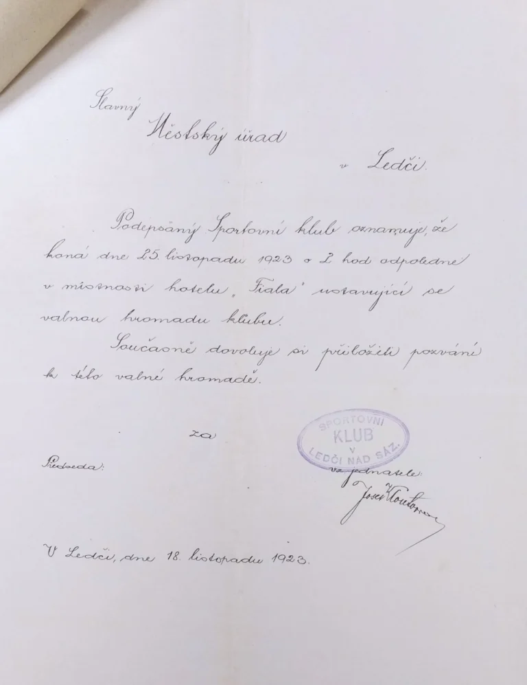 Založení fotbalového klubu SK Ledeč nad Sázavou